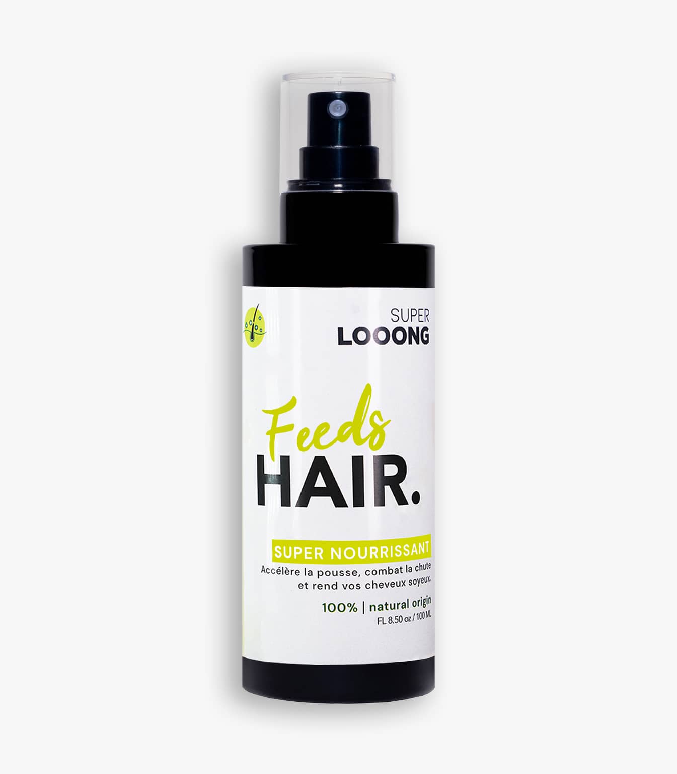 spray feeds hair fond blanc